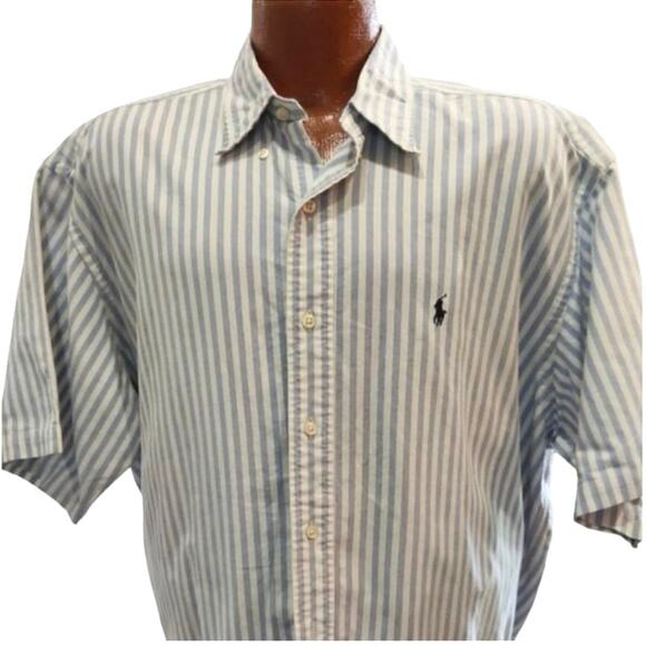 Ralph Lauren Blake 100 % cotton White/Blue Stripped Button-Up Shirt Size XL - Picture 1 of 6